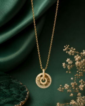 Silvieve 925 Sterling Silver Gold-Plated Roman Circle Pendant Necklace for Women
