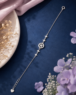 Celestial Star Charm 925 Silver Bracelet for Women