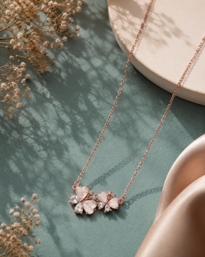925 Sterling Silver Rose Gold Floral Heart Necklace | Silvieve