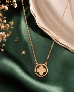 Silvieve 925 Sterling Silver Rose Gold Clover Pendant Necklace for Women