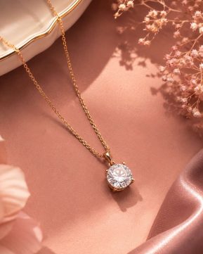 Silvieve 925 Sterling Silver Rose Gold Solitaire Pendant Necklace for Women