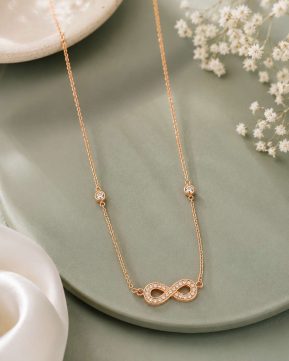 Silvieve Infinity Sparkle Rose Gold Plated 925 Sterling Silver Necklace for Women