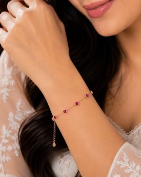 925 Sterling Silver Ruby Station Bracelet for Women | Rose Gold Bracelet | Silvieve