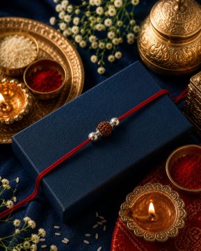 Silver Rudraksha Rakhi for Brother | Premium Silver Raksha Bandhan Rakhi