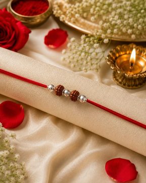 Rudraksha Rakhi for Brother | Silver Bead Raksha Bandhan Rakhi