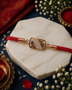 Silvieve 925 Sterling Silver Trishul Designer Rakhi | Premium CZ Bracelet Rakhi for Brother