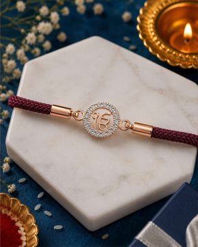 Silvieve 925 Sterling Silver Ik Onkar Rakhi | Premium Sikh Symbol Bracelet Rakhi for Brother