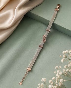 Silvieve Infinity Mesh Bracelet in 925 Sterling Silver with Rose Gold Accents