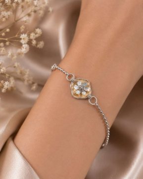 925 Sterling Silver Dual Tone Floral Bracelet for Women | Adjustable Silver Bracelet | Silvieve