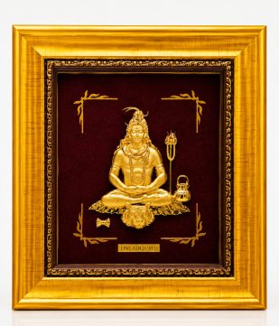 Lord Shiva Gold Foil Frame for Home Temple | Premium Religious Wall Decor